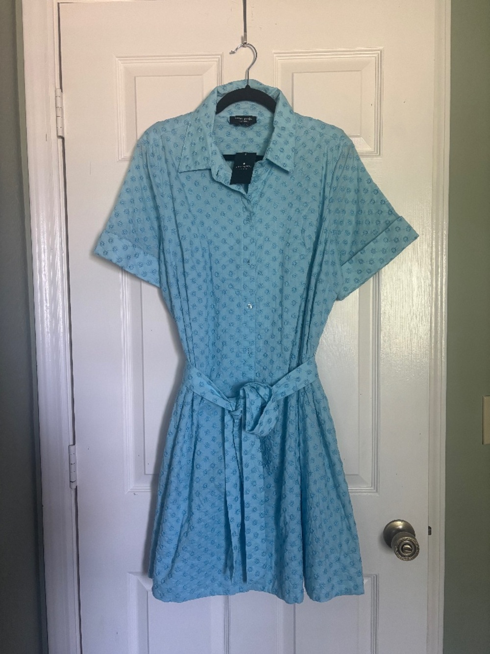 NWT Kate Spade Blue Embroidered Shirtdress XL